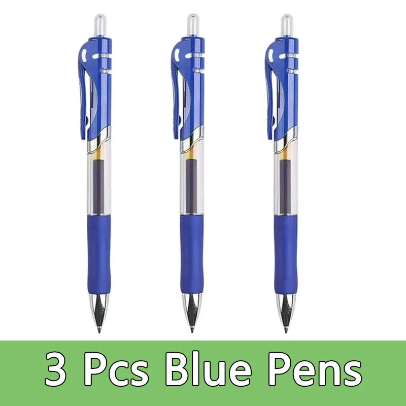 Glen Pens Set - Black Blue Red Refill Bullet Tip 0.5mm Smooth Writing Pens