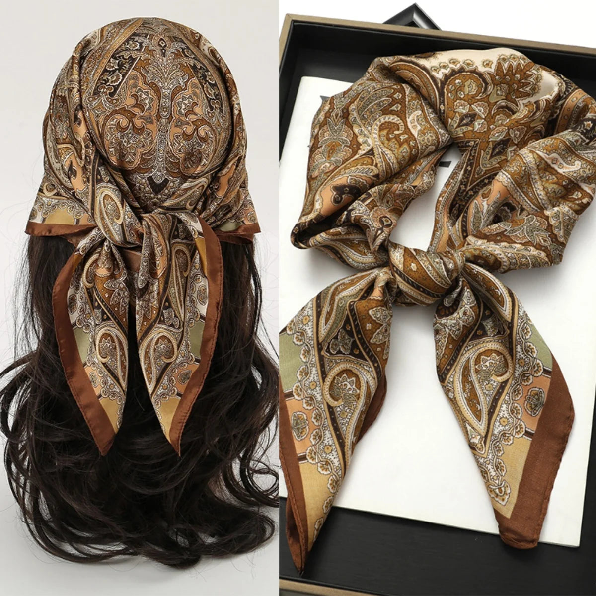 Bohemian Luxury Silk Square Scarf for Women Designer Print Shawl & Versatile Wrap