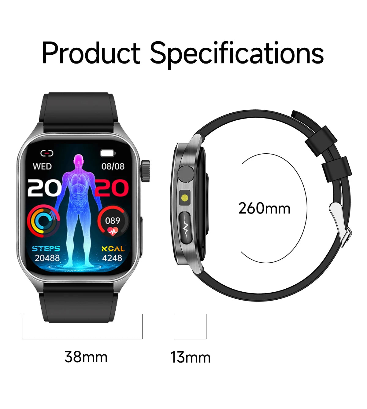 2025 Nursing Grade Laser Therapy Smartwatch- ECG PPG Blood Pressure Uric Acid Monitor
