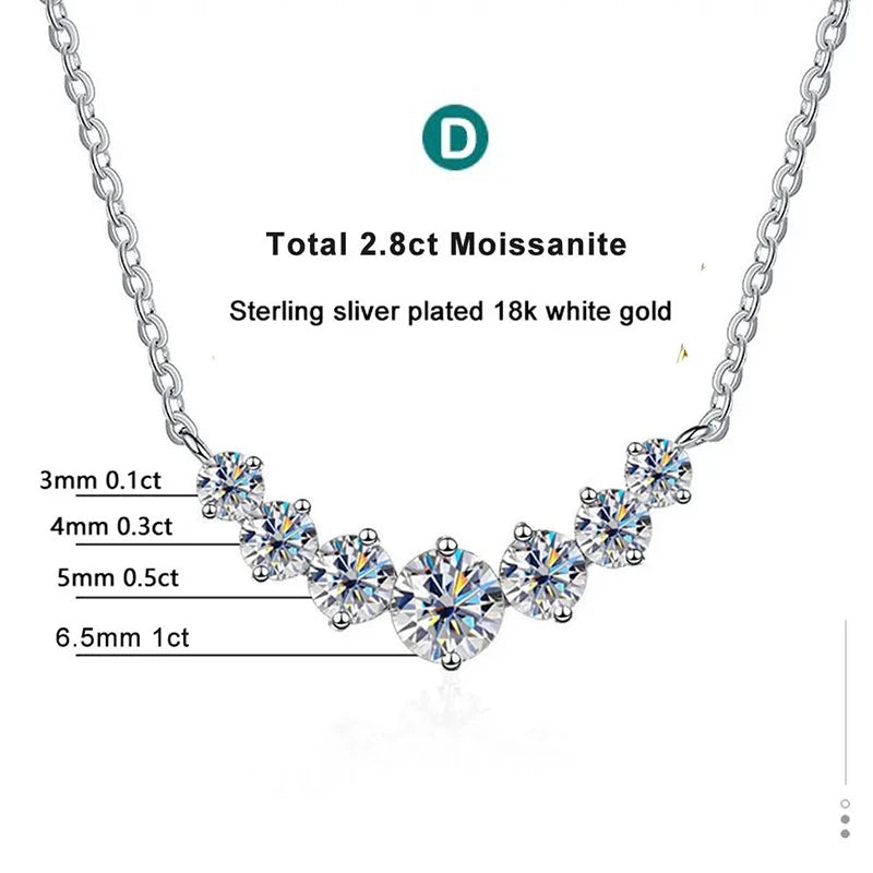 Moissanite Diamond Necklace 925 Sterling Silver 18K white Gold-Plated Wedding Fine Jewelry with Certificate