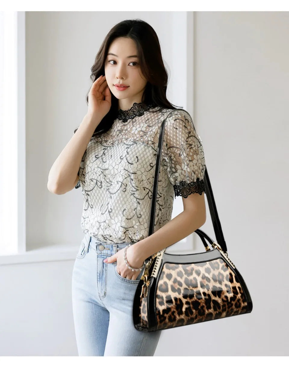 Luxury Alligator Patent Leather Crossbody Hobo Bag