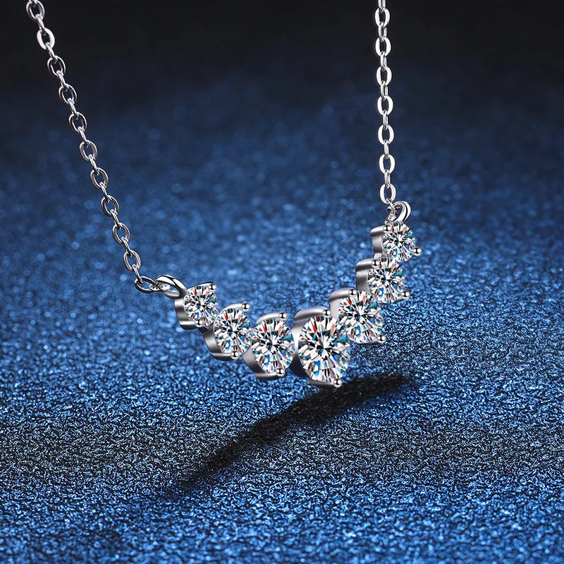 Moissanite Diamond Necklace 925 Sterling Silver 18K white Gold-Plated Wedding Fine Jewelry with Certificate