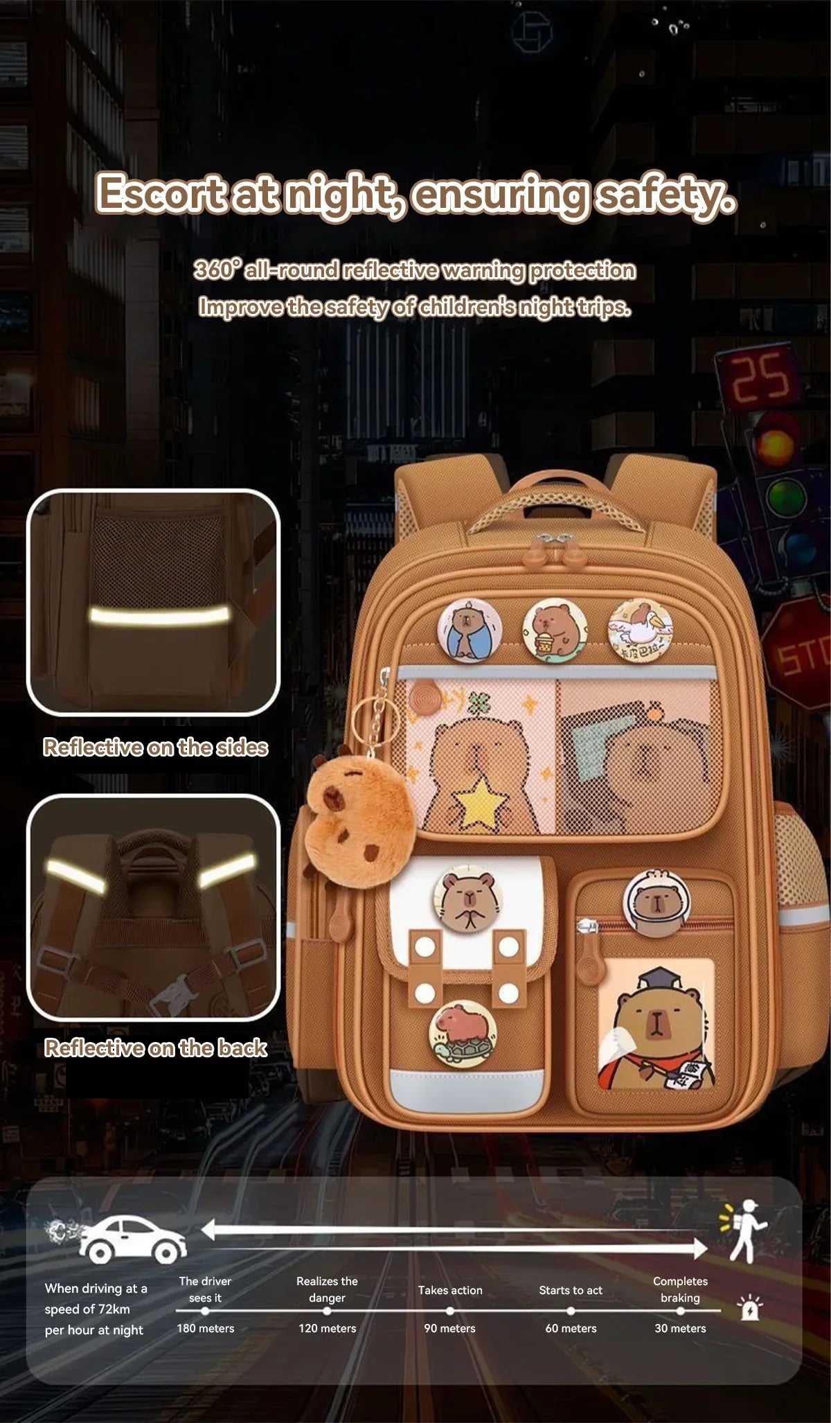 Capybara School Bag -Waterproof Backpack for Kids & Students