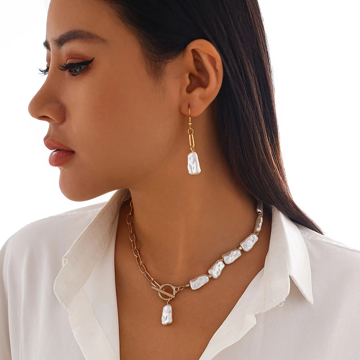 Boho Pearl Pendant Necklace Earring & Bracelet for Women