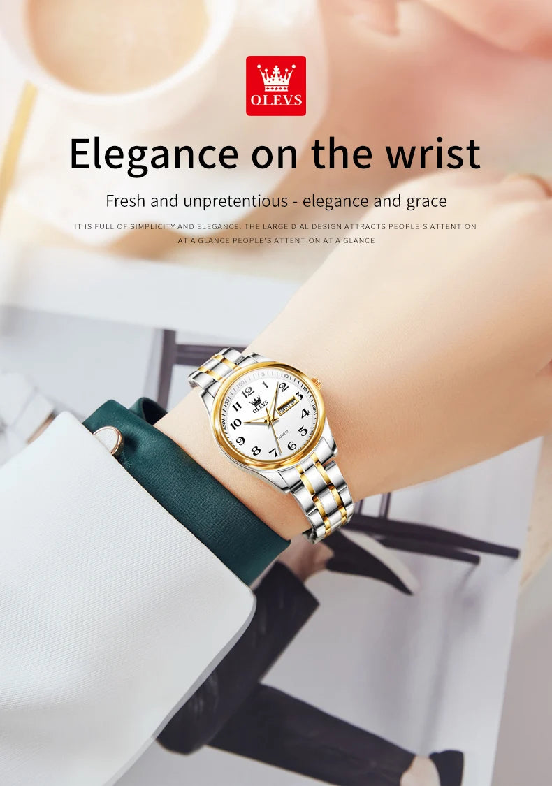 OLEVS Women's Luxury Watch- Elegant Stainless-Steel Timepieces