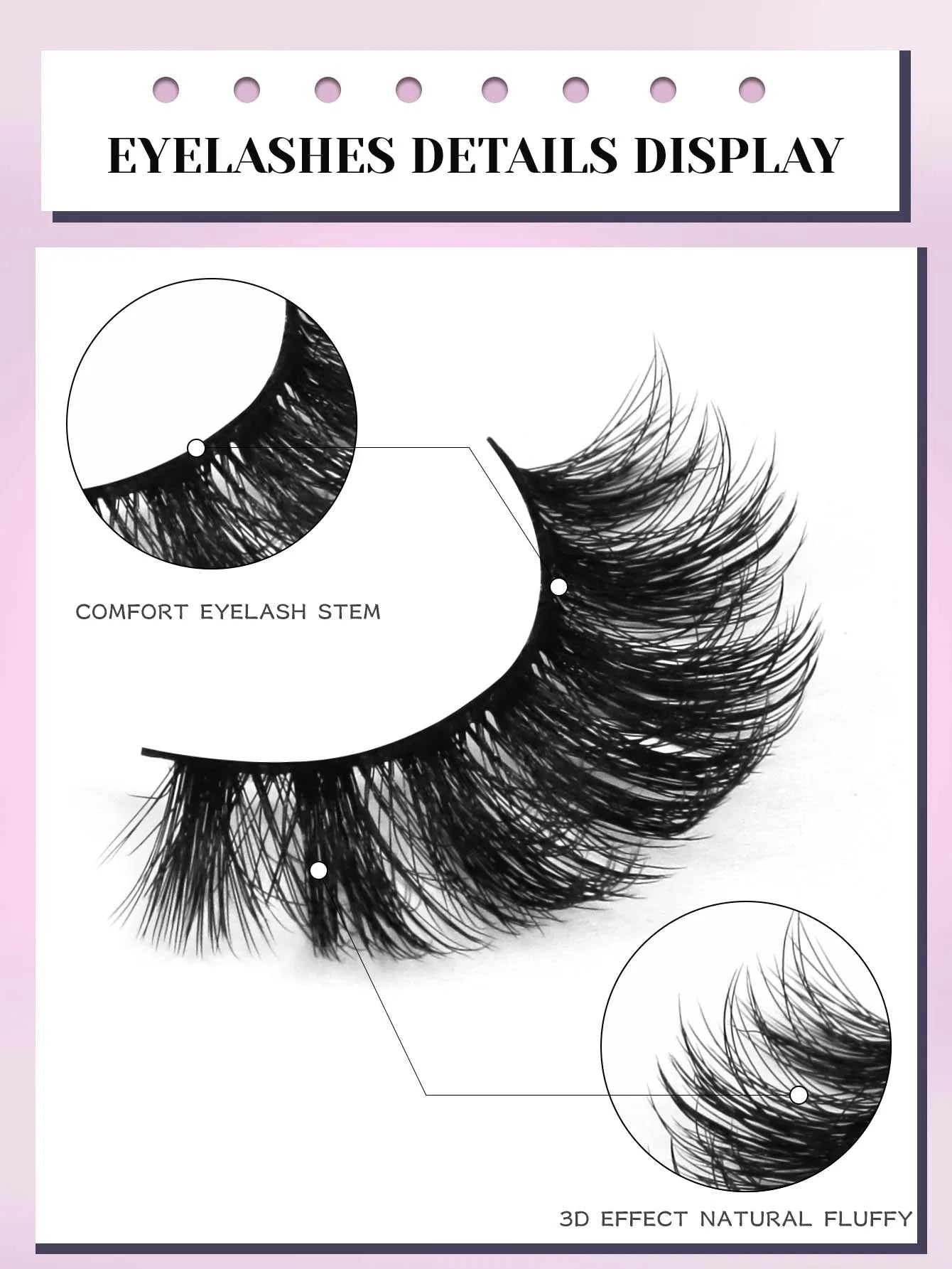 Velrinay 3D Mark Lashes soft Natural False Eyelashes Faux Mink Eyelash Extension