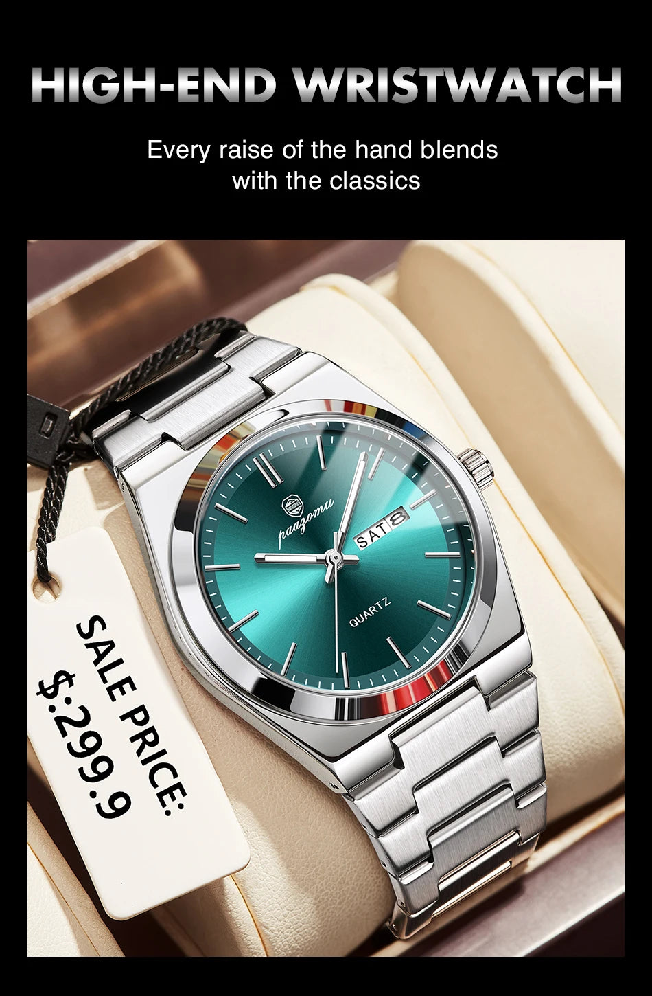 PAAZOMU Luxury Quartz Men's Watch Sport Waterproof Wristwatch