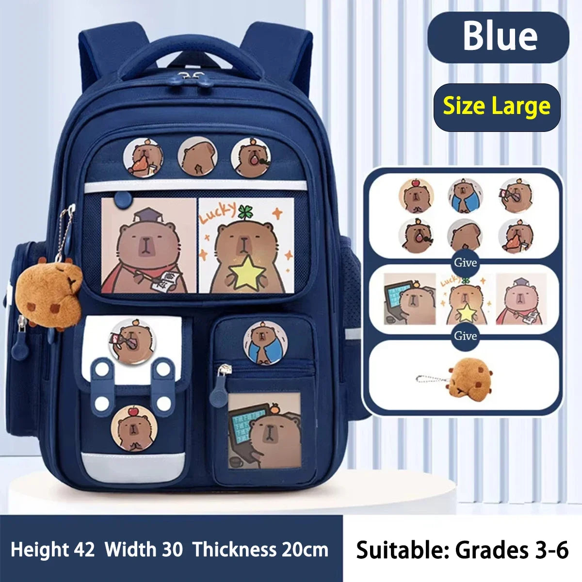 Capybara School Bag -Waterproof Backpack for Kids & Students