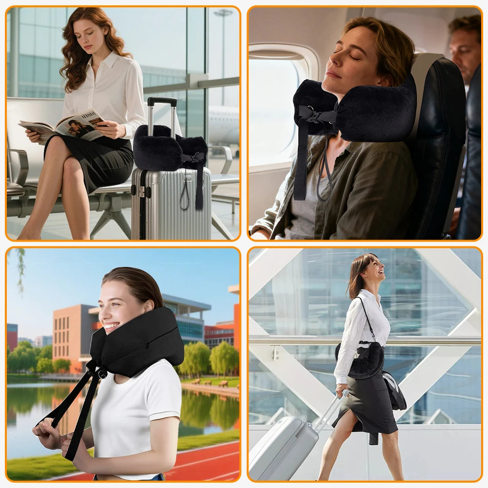 Adjustable U-Shaped Travel Neck Pillow - Comfortable Support Travel for Rest