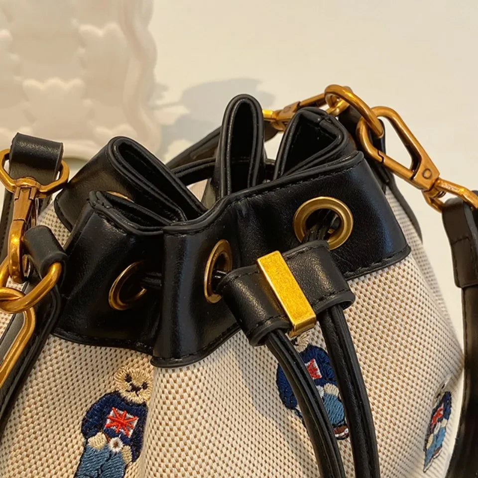 Luxury Drawstring Bucket Bag Large Capacity Women's Crossbody Shoulder Bag