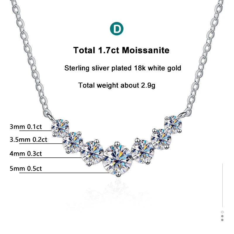 Moissanite Diamond Necklace 925 Sterling Silver 18K white Gold-Plated Wedding Fine Jewelry with Certificate