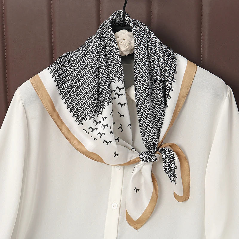 Luxury Print Satin Silk Square Scarf for Women Hijab Shawl & Elegant Wrap Accessory