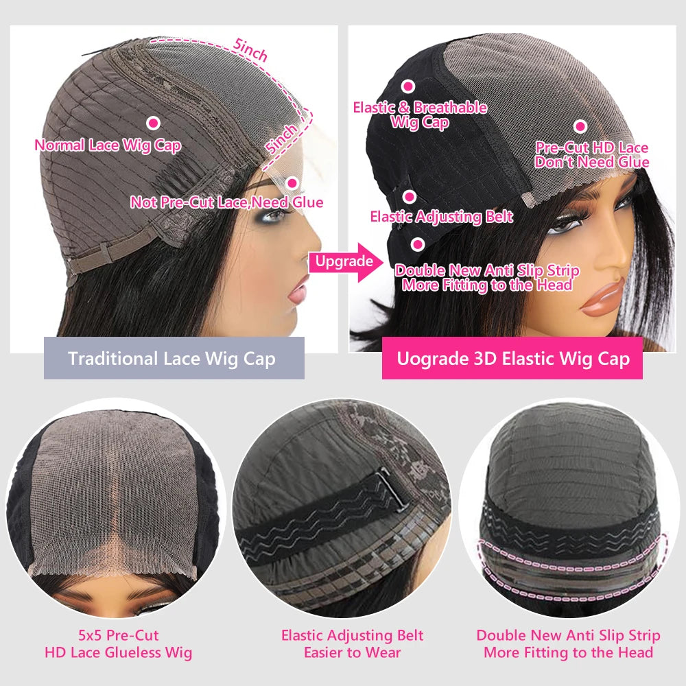 Premium Glueless Bob Wig - Wear and Go Human Hair