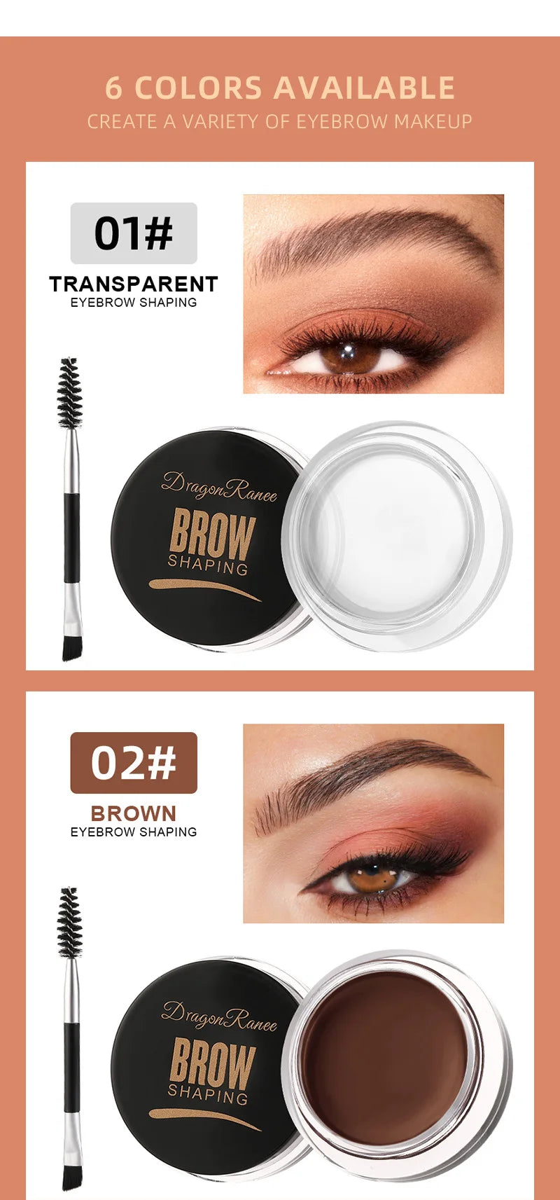 6- Color Waterproof Eyebrow Cream Gel Set