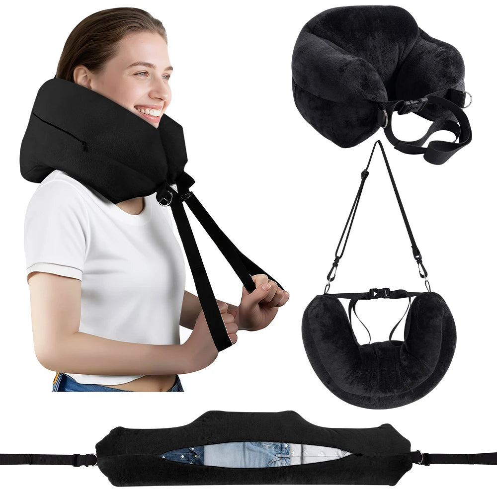 Adjustable U-Shaped Travel Neck Pillow - Comfortable Support Travel for Rest