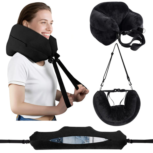 Adjustable U-Shaped Travel Neck Pillow - Comfortable Support Travel for Rest