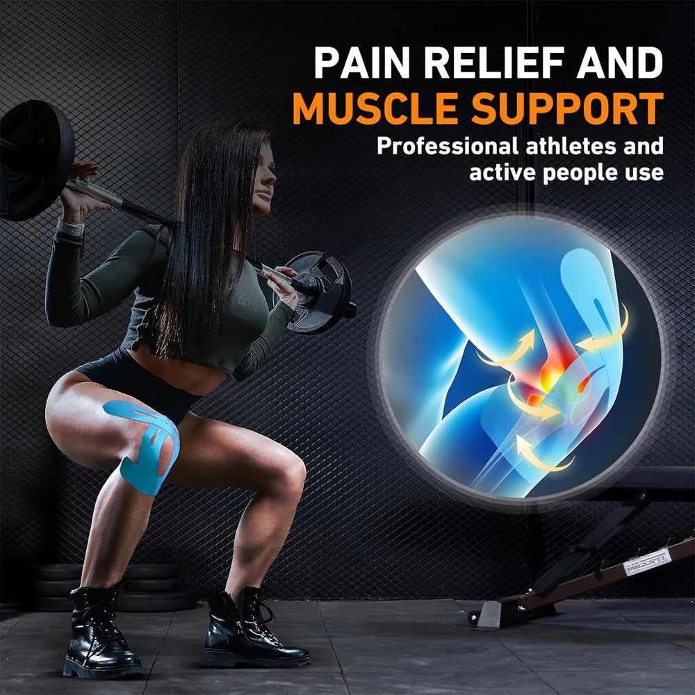 Professional Kinesiology Tape 10-Pack - Waterproof Athletic Tape for Muscle Stability & Active Support