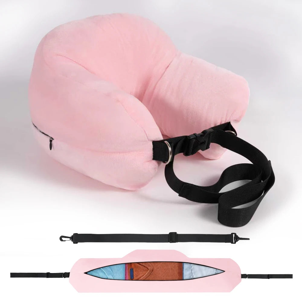 Adjustable U-Shaped Travel Neck Pillow - Comfortable Support Travel for Rest