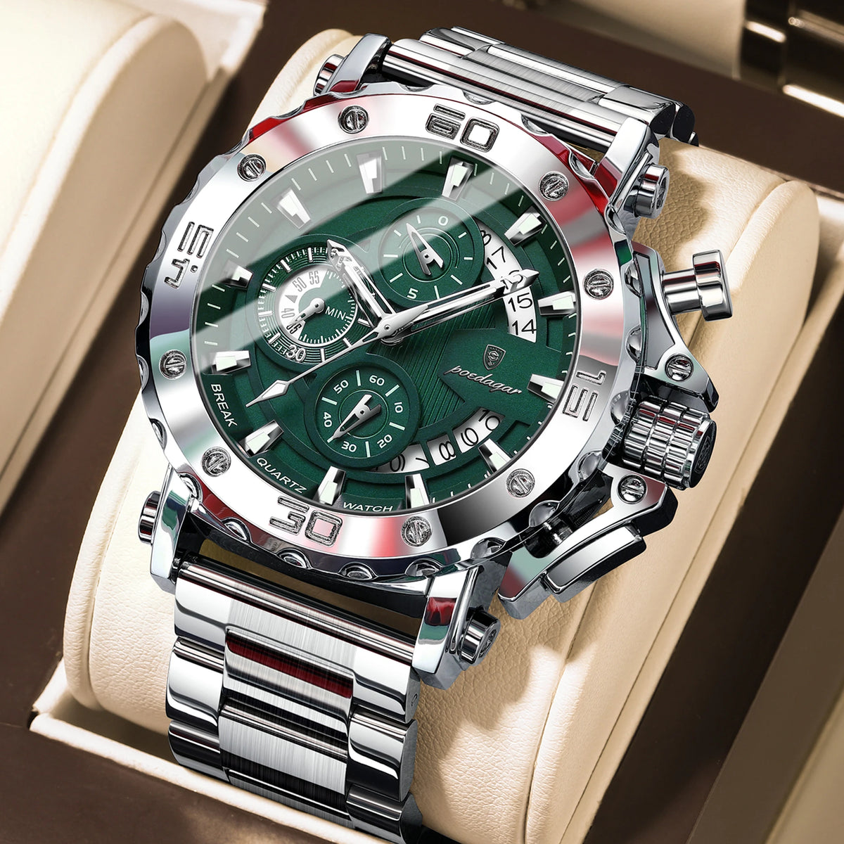 POEDAGAR 892 Men's Stainless Steel Quartz Watch
