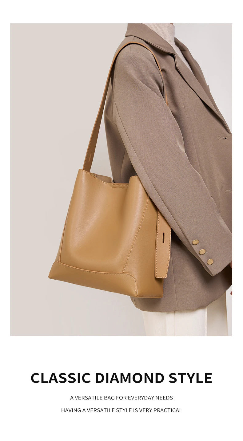 2025 Genuine Leather Buket Bag - Designer Crossbody Shoulder Bag for Women