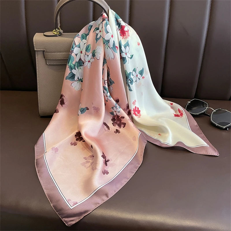 Bohemian Luxury Silk Square Scarf for Women Designer Print Shawl & Versatile Wrap