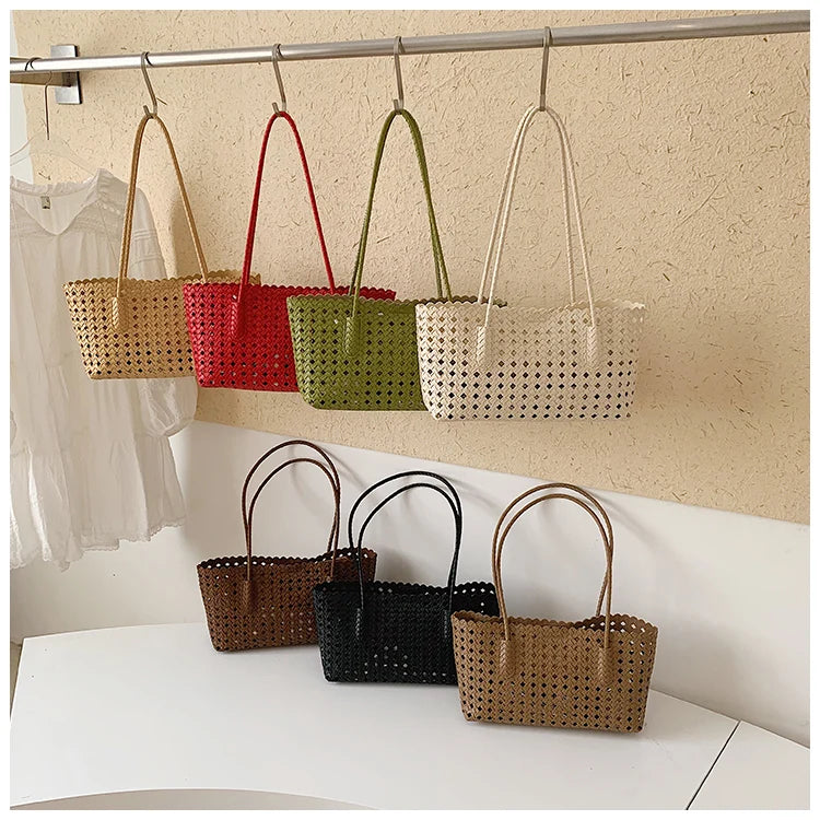 Women's Woven Shoulder Bag - Luxury Designer Tote Purse Handbag