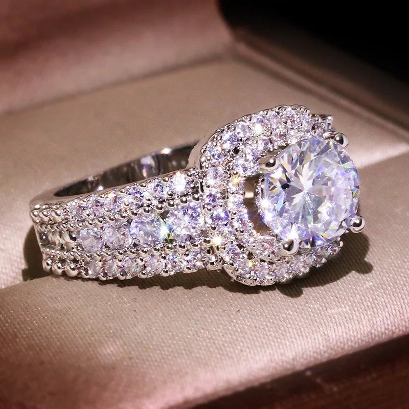 925 Sterling Silver Cubic Zirconia Engagement Ring