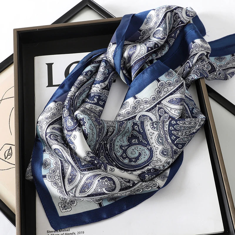 Bohemian Luxury Silk Square Scarf for Women Designer Print Shawl & Versatile Wrap
