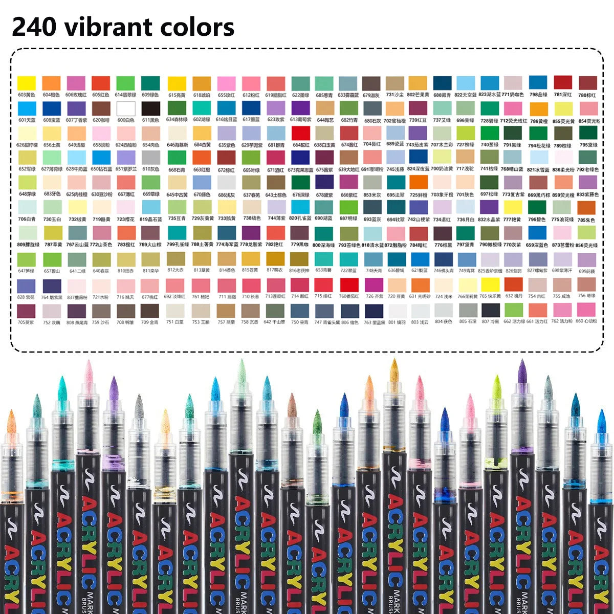 12-366 Colors Acrylic Set- Waterproof Art Brush Pens for Drawing
