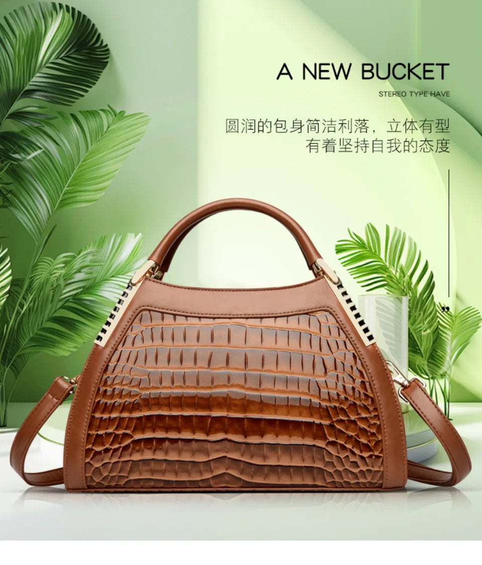 Luxury Alligator Patent Leather Crossbody Hobo Bag