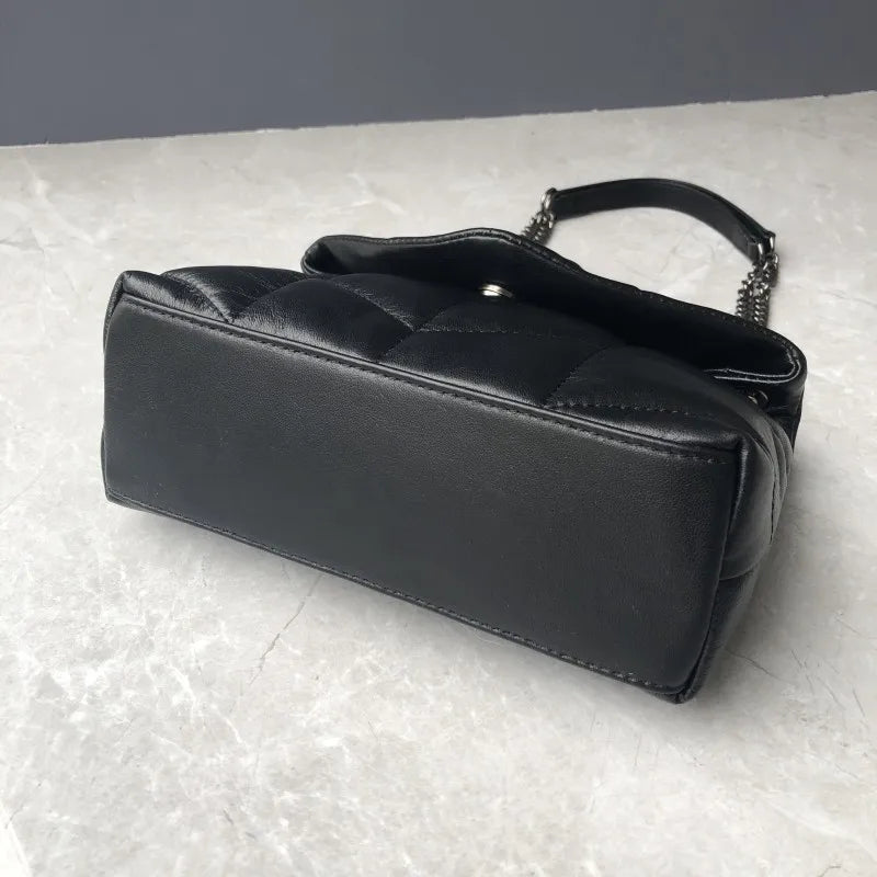 Women's Elegant Sheepskin Chain Bag- Designer Leather Messenger Handbag