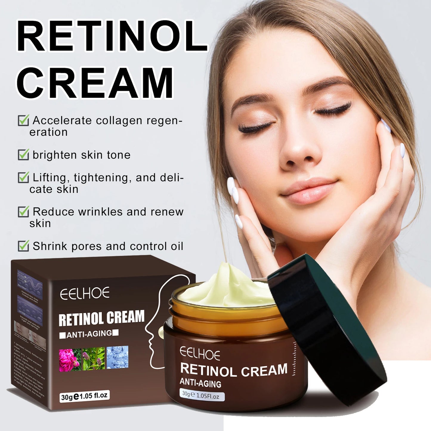 Retinol Wrinkle Remover Face Cream-Anti-Aging Lifting Moisturizing.