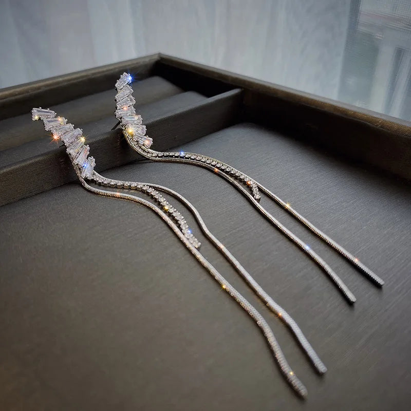 Rhinestone Tessel Drop Earrings