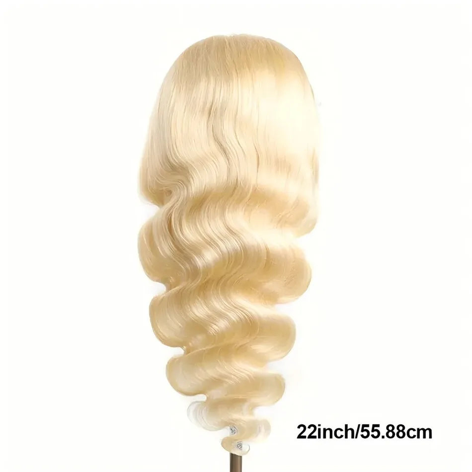 13x4 Lace Front Wig 613 Blond Body Wave Brazilian Human Hair 220 Density Pre- Plucked