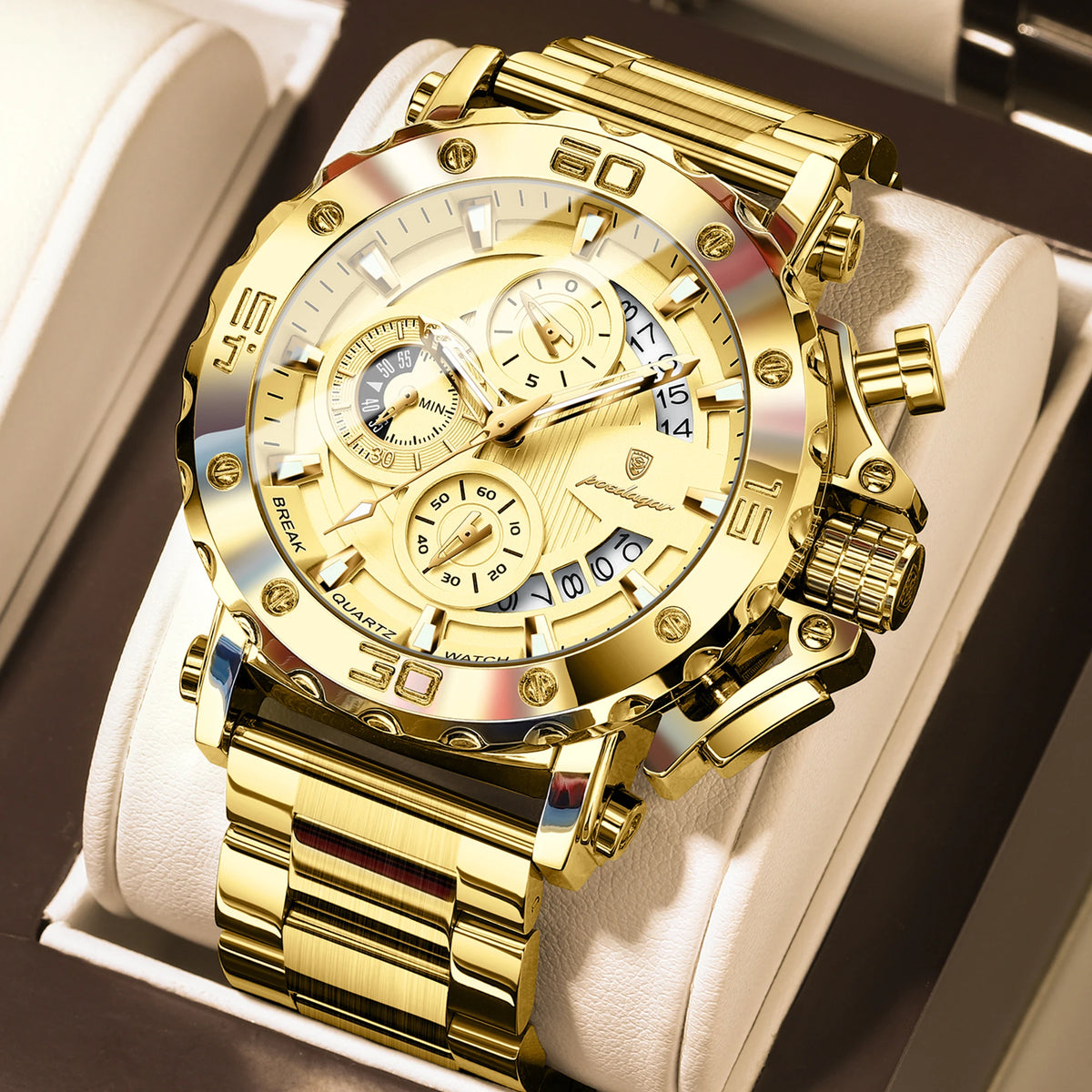 POEDAGAR 892 Men's Stainless Steel Quartz Watch