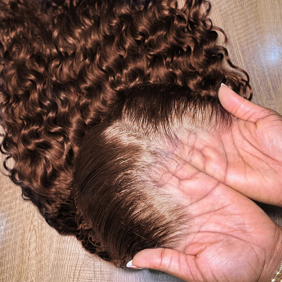 Chocolate Brown Deep Wave Lace Front Wig- 13x6 Frontal & 4x4 Closure 20-40 Inch