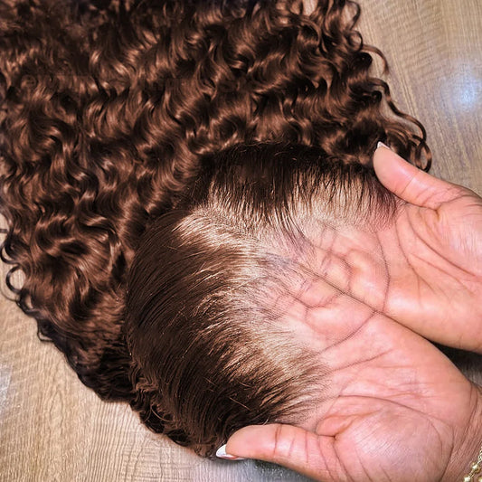 Chocolate Brown Deep Wave Lace Front Wig- 13x6 Frontal & 4x4 Closure 20-40 Inch