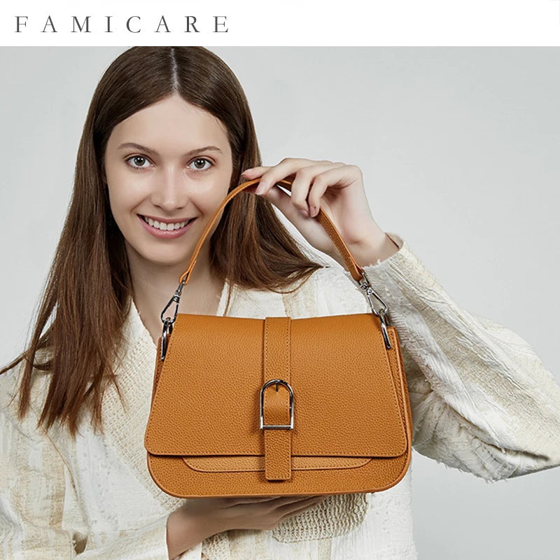 Luxury 100% Genuine Cowhide Leather Tote Bucket Bag