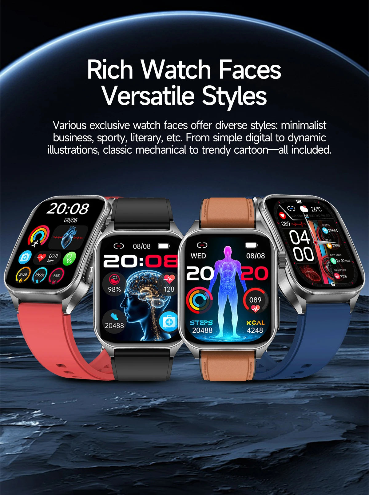 2025 Nursing Grade Laser Therapy Smartwatch- ECG PPG Blood Pressure Uric Acid Monitor