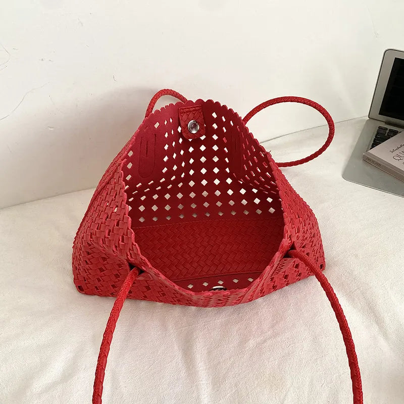 Women's Woven Shoulder Bag - Luxury Designer Tote Purse Handbag