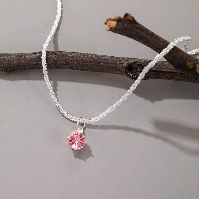925 Sterling Silver Plated Zircon Clavicle Necklace for Women