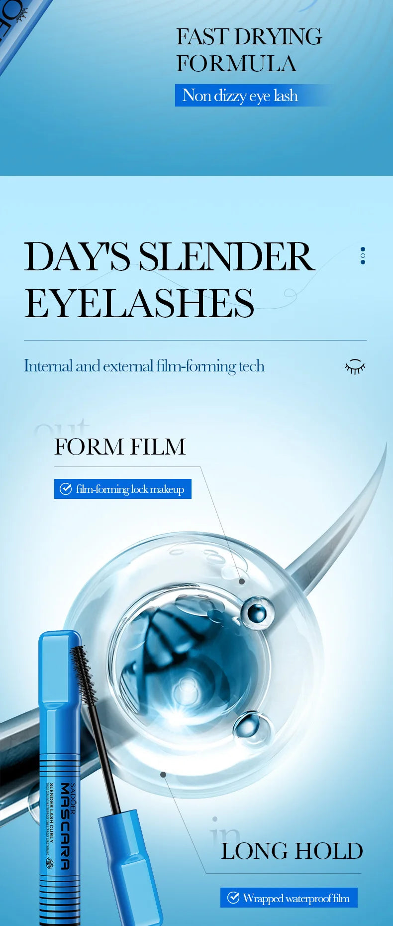 Waterproof Lengthening Mascara - Silk Fiber Formula for Volume & Length