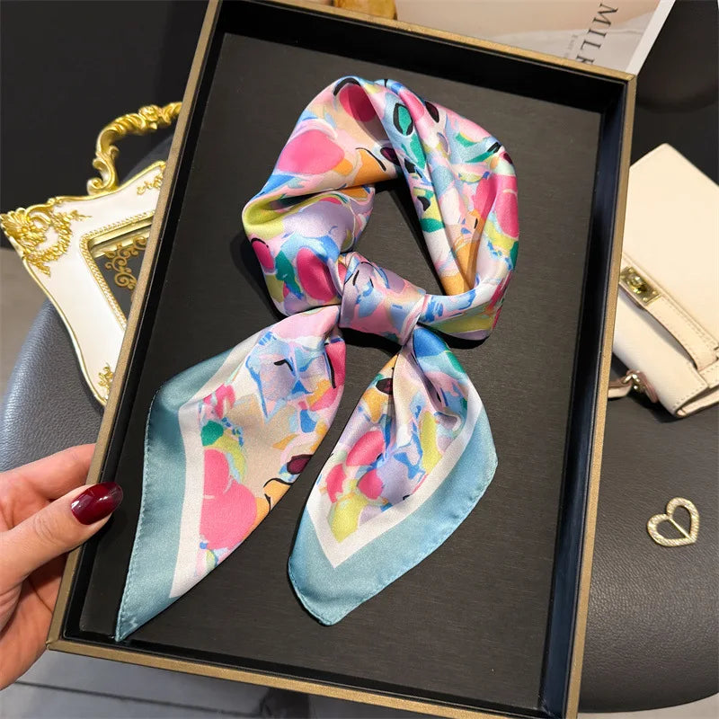 Bohemian Luxury Silk Square Scarf for Women Designer Print Shawl & Versatile Wrap