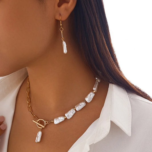 Boho Pearl Pendant Necklace Earring & Bracelet for Women