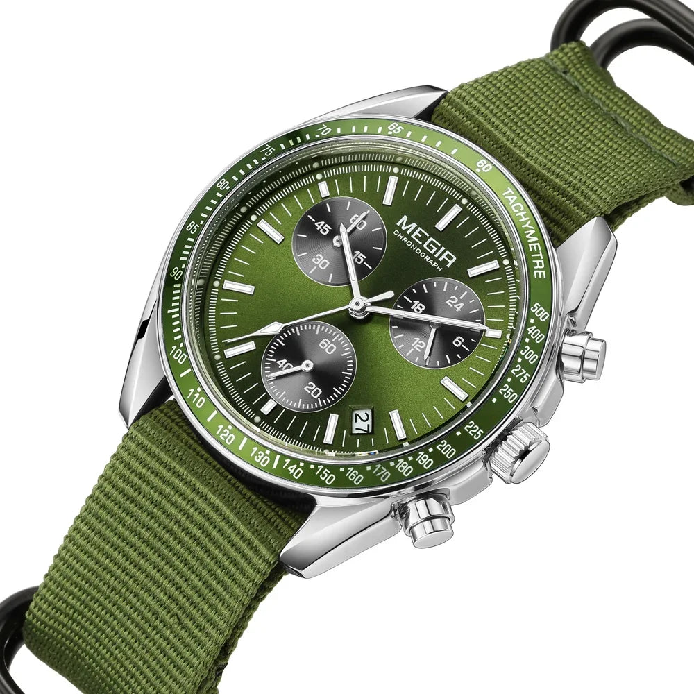 MEGIR Men's Luxury Sport Watch Chronograph Quartz Canvas Wristwatch
