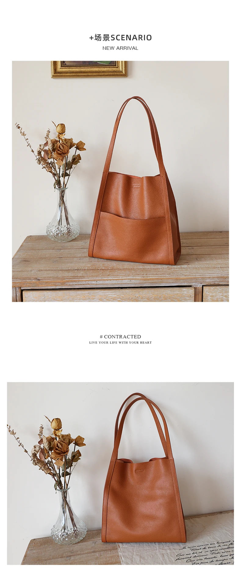 Luxury 100% Genuine Cowhide Leather Tote Bucket Bag