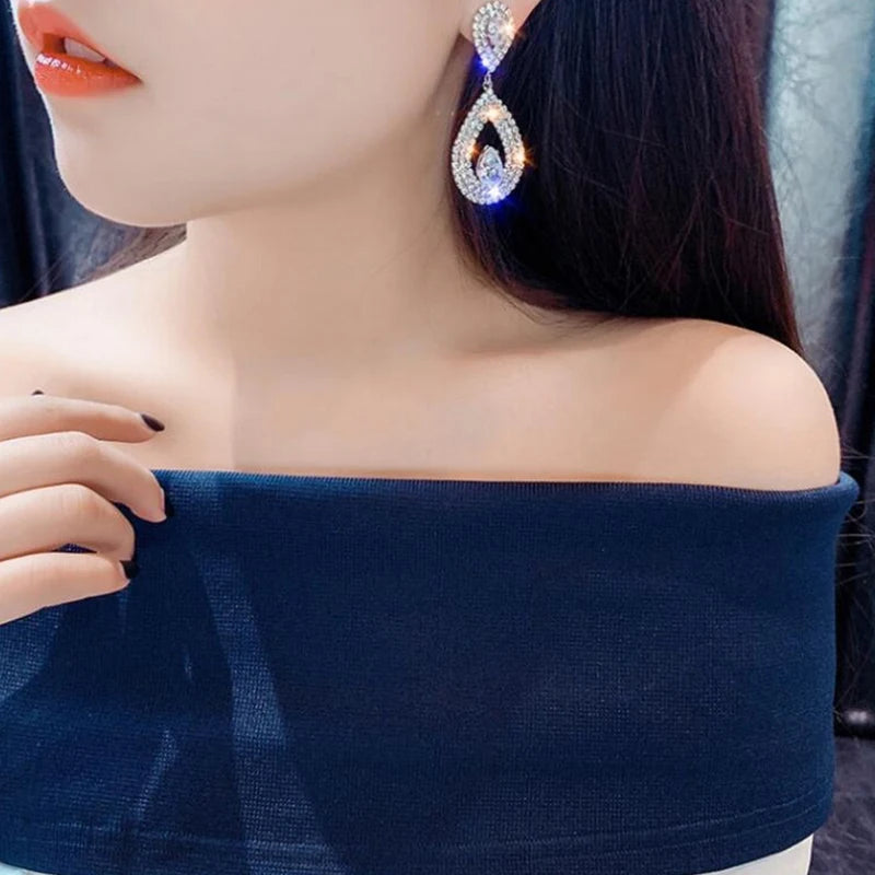Rhinestone Tessel Drop Earrings