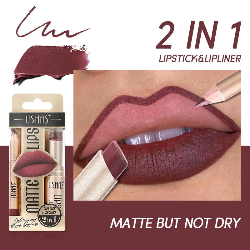 USHAS 12 Color Lip Liner Long-lasting Easy Coloring