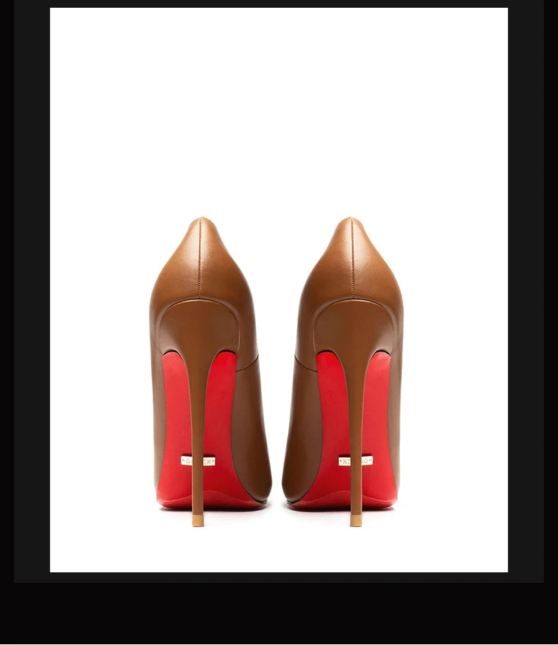 Heels for Ladies New Luxury Designer White Matte 12 cm High Heels Red Bottoms Pointed Toe Pumps Elegant Women Party Prom Shoes