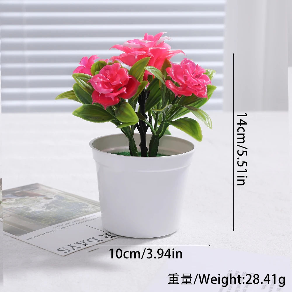 Artificial Bonsai with Faux Flowers Potted Fake Plant for Home, Wadding & Housewarmings Decor